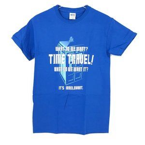 Doctor Who Mens Shirt Small Blue Short Sleeve Tardis Time Travel Phone Booth